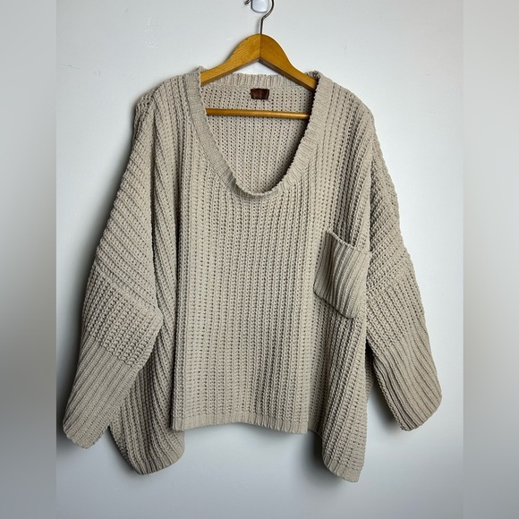 Pool Oversized Size Xl Knitted Top pullover Sweater Minimalist Brown Womens - Picture 4 of 15